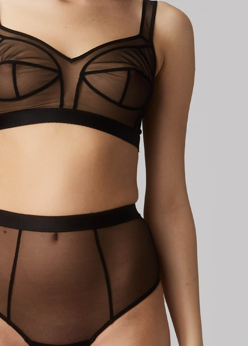 SCULPT SHEER BRA TOP Black