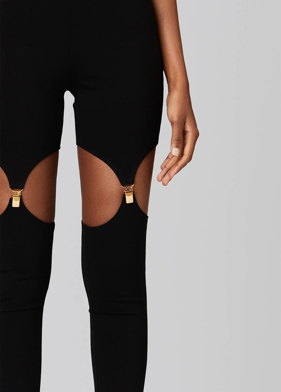 Black garter leggings shop